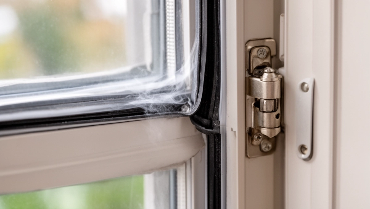 Docisk okna od strony zawiasów