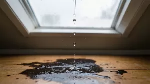 kapie woda z okna dachowego