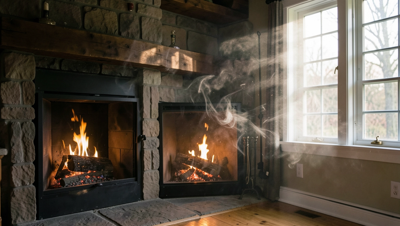 Zależność kominka od okien w pokoju